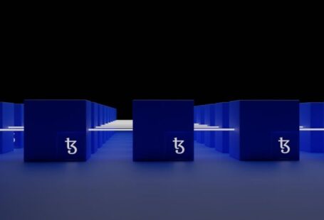 Cryptocurrency Security - a group of blue boxes with numbers on them