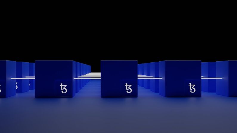 Cryptocurrency Security - a group of blue boxes with numbers on them